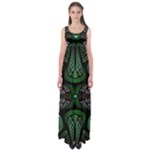 Fractal Green Black 3d Art Floral Pattern Empire Waist Maxi Dress