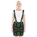 Fractal Green Black 3d Art Floral Pattern Braces Suspender Skirt