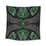 Fractal Green Black 3d Art Floral Pattern Square Tapestry (Small)