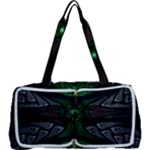 Fractal Green Black 3d Art Floral Pattern Multi Function Bag