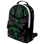 Fractal Green Black 3d Art Floral Pattern Flap Pocket Backpack (Small)