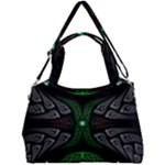 Fractal Green Black 3d Art Floral Pattern Double Compartment Shoulder Bag
