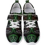 Fractal Green Black 3d Art Floral Pattern Men s Velcro Strap Shoes