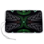 Fractal Green Black 3d Art Floral Pattern Pen Storage Case (S)