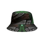 Fractal Green Black 3d Art Floral Pattern Inside Out Bucket Hat (Kids)