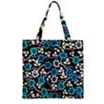 Blue Flower Floral Flora Naure Pattern Zipper Grocery Tote Bag