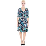 Blue Flower Floral Flora Naure Pattern Wrap Up Cocktail Dress