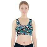 Blue Flower Floral Flora Naure Pattern Sports Bra With Pocket