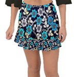 Blue Flower Floral Flora Naure Pattern Fishtail Mini Chiffon Skirt