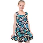 Blue Flower Floral Flora Naure Pattern Kids  Cross Back Dress