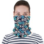 Blue Flower Floral Flora Naure Pattern Face Seamless Bandana (Adult)