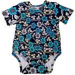 Blue Flower Floral Flora Naure Pattern Baby Short Sleeve Bodysuit