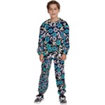 Blue Flower Floral Flora Naure Pattern Kids  Sweatshirt set