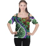 Digital Art Fractal Abstract Artwork 3d Floral Pattern Waves Vortex Sphere Nightmare Cutout Shoulder T-Shirt