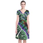 Digital Art Fractal Abstract Artwork 3d Floral Pattern Waves Vortex Sphere Nightmare Short Sleeve Front Wrap Dress