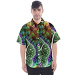 Digital Art Fractal Abstract Artwork 3d Floral Pattern Waves Vortex Sphere Nightmare Men s Short Sleeve Shirt