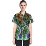 Digital Art Fractal Abstract Artwork 3d Floral Pattern Waves Vortex Sphere Nightmare Women s Short Sleeve Shirt