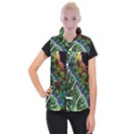 Digital Art Fractal Abstract Artwork 3d Floral Pattern Waves Vortex Sphere Nightmare Women s Button Up Vest