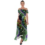 Digital Art Fractal Abstract Artwork 3d Floral Pattern Waves Vortex Sphere Nightmare Off Shoulder Open Front Chiffon Dress