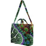 Digital Art Fractal Abstract Artwork 3d Floral Pattern Waves Vortex Sphere Nightmare Square Shoulder Tote Bag