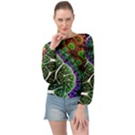 Digital Art Fractal Abstract Artwork 3d Floral Pattern Waves Vortex Sphere Nightmare Banded Bottom Chiffon Top