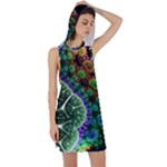 Digital Art Fractal Abstract Artwork 3d Floral Pattern Waves Vortex Sphere Nightmare Racer Back Hoodie Dress