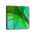 3d Leaves Texture Sheet Blue Green Mini Canvas 4  x 4  (Stretched)