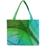 3d Leaves Texture Sheet Blue Green Mini Tote Bag
