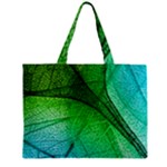 3d Leaves Texture Sheet Blue Green Zipper Mini Tote Bag