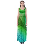 3d Leaves Texture Sheet Blue Green Empire Waist Maxi Dress