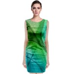 3d Leaves Texture Sheet Blue Green Classic Sleeveless Midi Dress