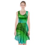 3d Leaves Texture Sheet Blue Green Racerback Midi Dress