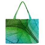 3d Leaves Texture Sheet Blue Green Zipper Medium Tote Bag