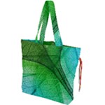 3d Leaves Texture Sheet Blue Green Drawstring Tote Bag