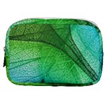 3d Leaves Texture Sheet Blue Green Make Up Pouch (Small)
