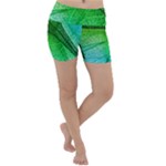 3d Leaves Texture Sheet Blue Green Lightweight Velour Yoga Shorts