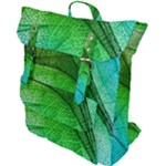 3d Leaves Texture Sheet Blue Green Buckle Up Backpack