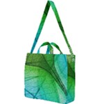 3d Leaves Texture Sheet Blue Green Square Shoulder Tote Bag