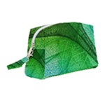 3d Leaves Texture Sheet Blue Green Wristlet Pouch Bag (Medium)