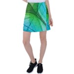 3d Leaves Texture Sheet Blue Green Tennis Skirt