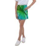 3d Leaves Texture Sheet Blue Green Kids  Tennis Skirt