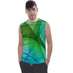 3d Leaves Texture Sheet Blue Green Men s Regular Tank Top