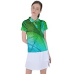 3d Leaves Texture Sheet Blue Green Women s Polo T-Shirt