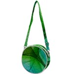 3d Leaves Texture Sheet Blue Green Crossbody Circle Bag
