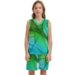 3d Leaves Texture Sheet Blue Green Kids  Basketball Mesh Set