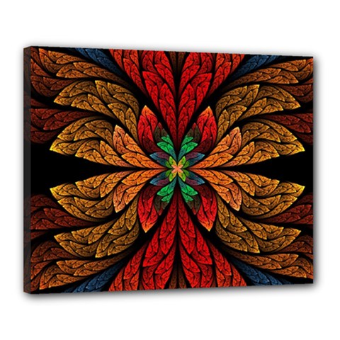 Fractal Floral Flora Ring Colorful Neon Art Canvas 20  x 16  (Stretched) from ArtsNow.com