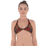 Fractal Floral Flora Ring Colorful Neon Art Halter Neck Bikini Top