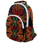 Fractal Floral Flora Ring Colorful Neon Art Rounded Multi Pocket Backpack