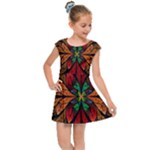 Fractal Floral Flora Ring Colorful Neon Art Kids  Cap Sleeve Dress