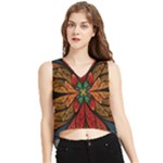 Fractal Floral Flora Ring Colorful Neon Art V-Neck Cropped Tank Top